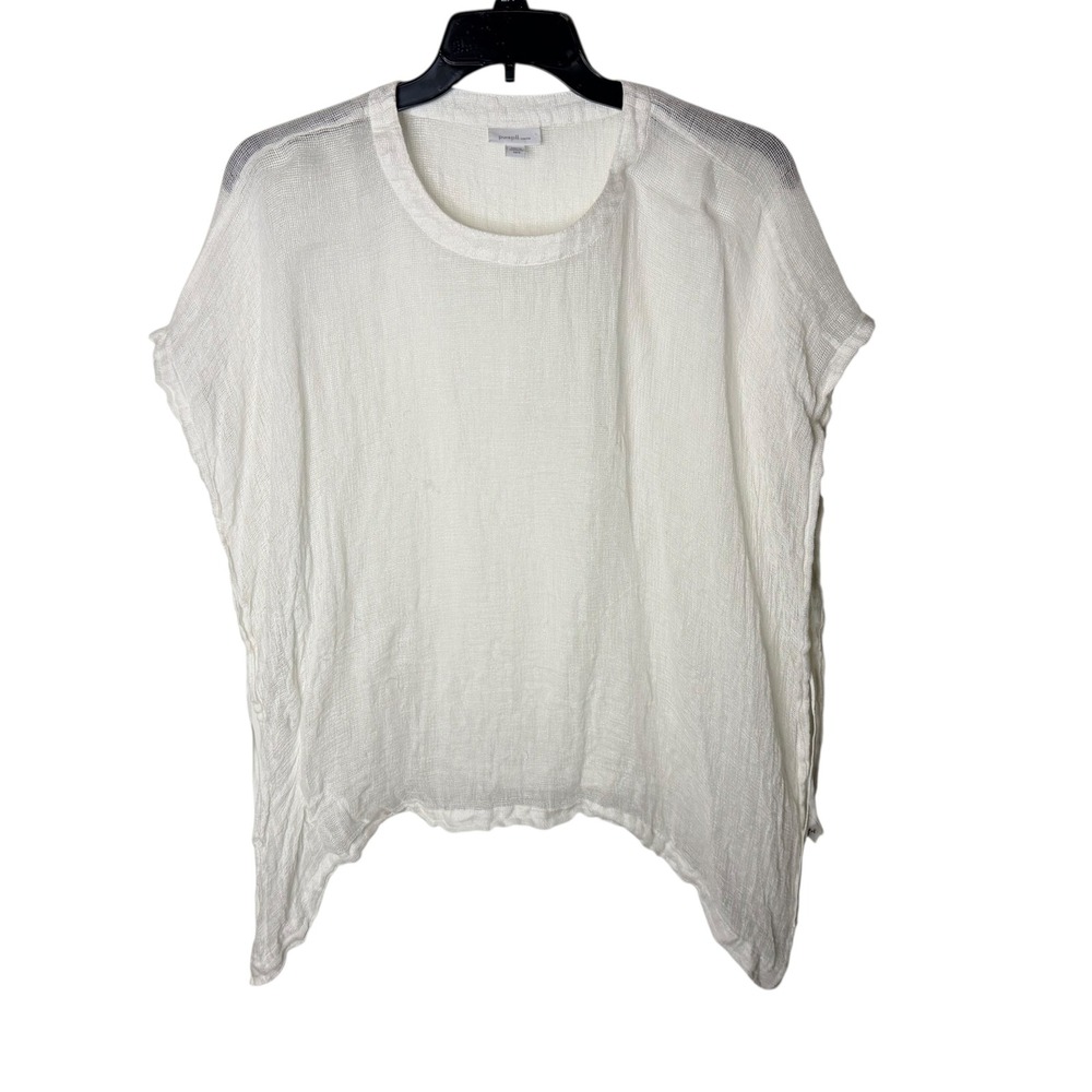 J.Jill Pure Jill White 100% Linen Sheer Gauze Tunic Handkerchief Hem XS/S